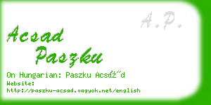 acsad paszku business card